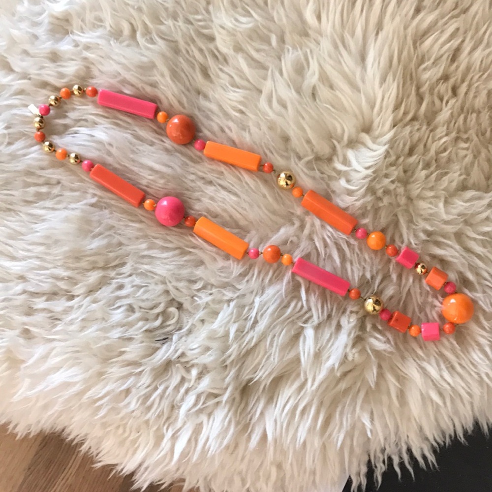 Kate Spade Retro Beads Pink Orange Gold Necklace